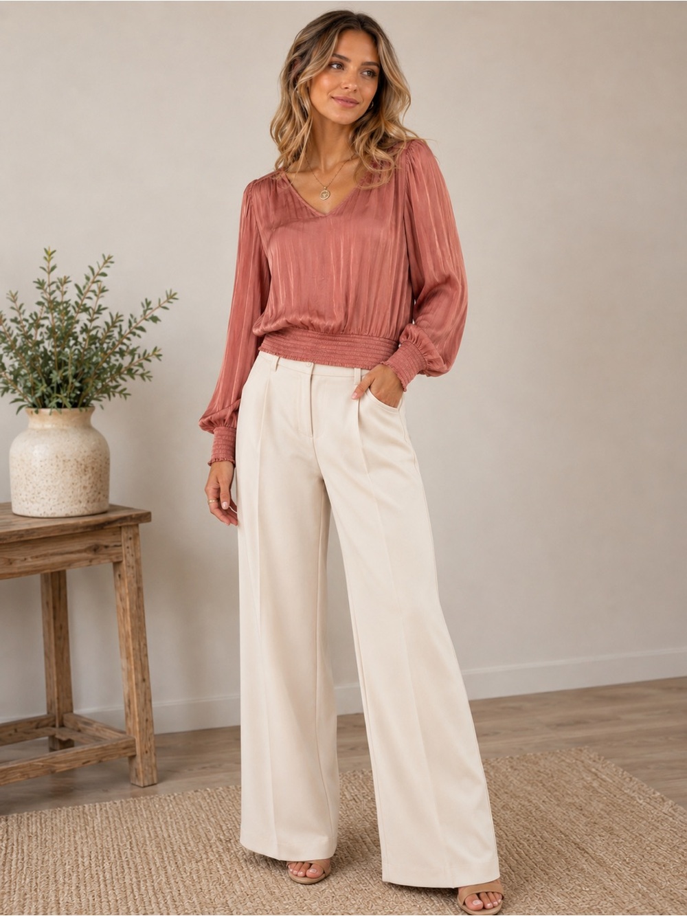 Like New Joie Blush Long Sleeve Pink Satin Blouse – Petite Small